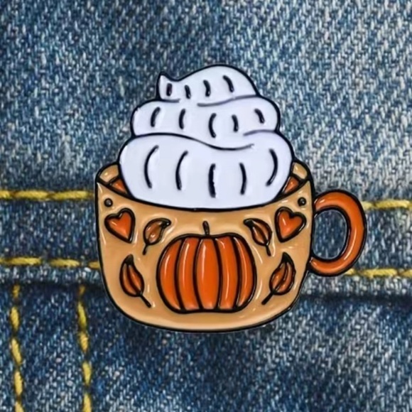 3/$25 Acrylic Pin Pumpkin Spice Latte Cappuccino - Picture 1 of 5